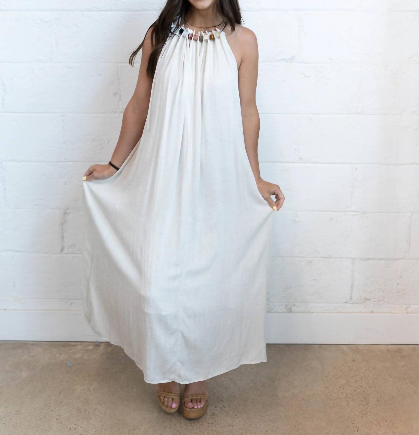 Trend:Notes - Beaded Linen Maxi Dress