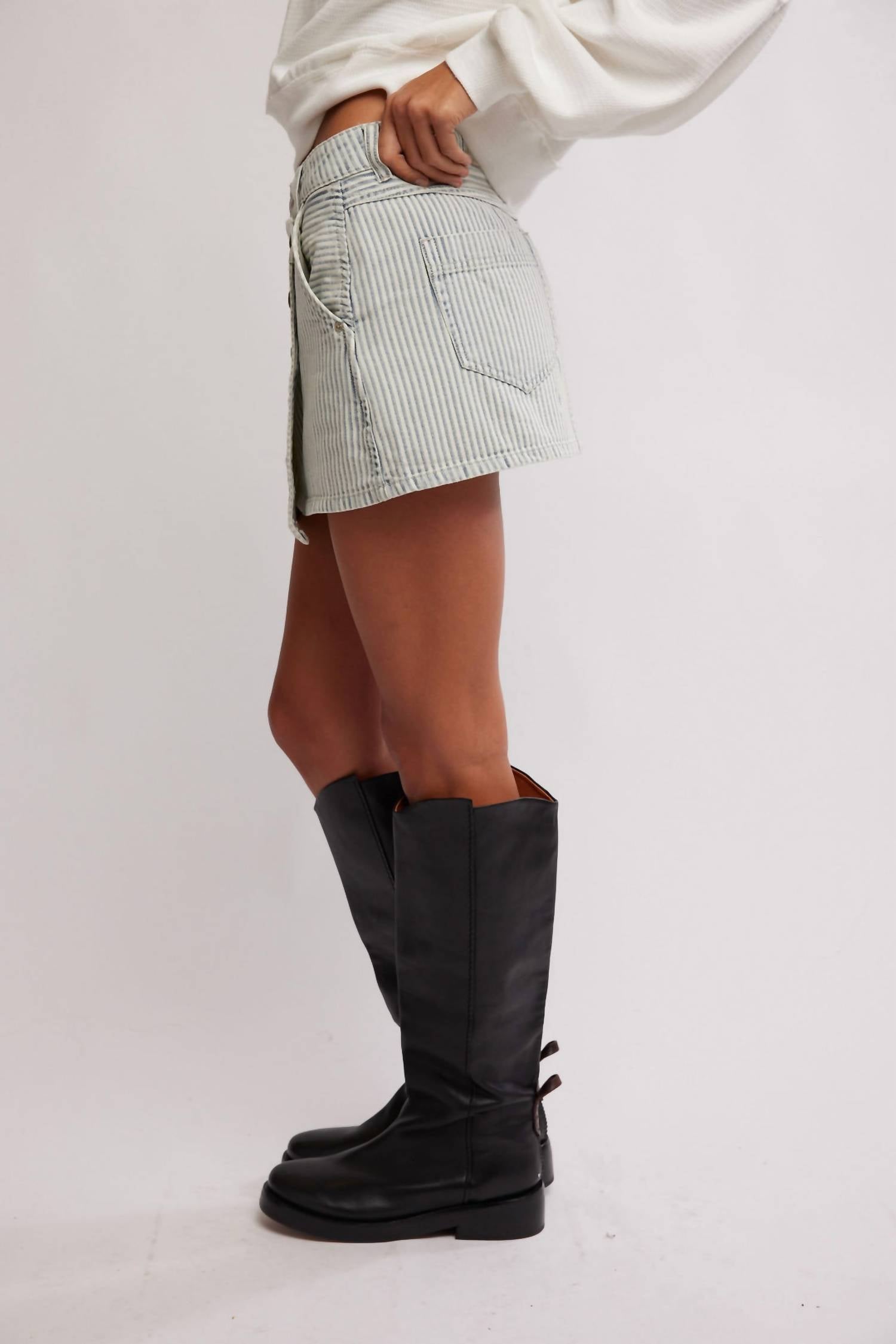 Free People Wynne Railroad Mini Skirt in indigo - women's skirt - alternate view
