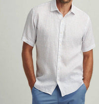PETER MILLAR Soiree Linen Short Sleeve Shirt in multi - men's shirt