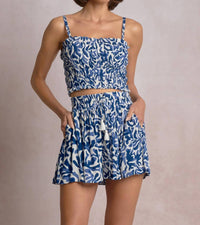Elan - Regina Smocked Crop Top