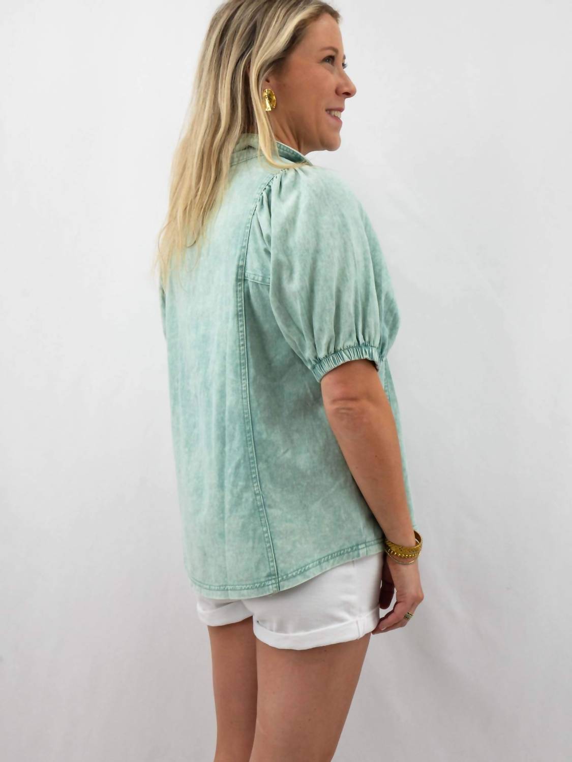 Entro - Denim Collared Button Down Top