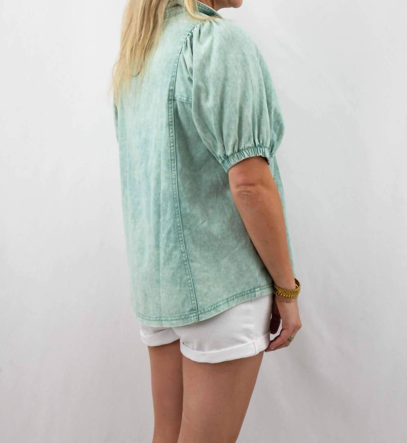 Entro - Denim Collared Button Down Top