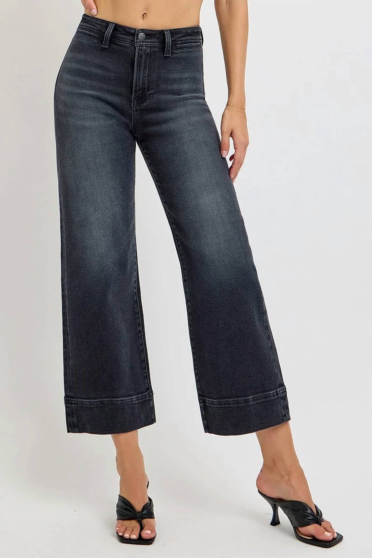 Risen - High Rise Crop Wide Jeans