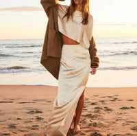 Beryll Naomi Silk Skirt in latte - women's skirt - alternate view