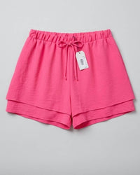 Stylive Women's Double Layer Athletic Shorts in fuchsia - women's shorts