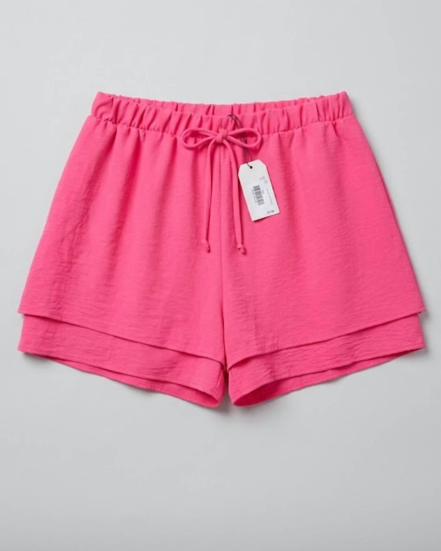 Stylive Women's Double Layer Athletic Shorts in fuchsia - women's shorts