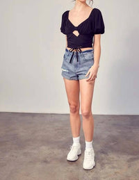 Mustard Seed - Cropped Woven Blouse