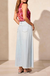 Tribal - Full Length Denim Skirt W/Pockets And Slit