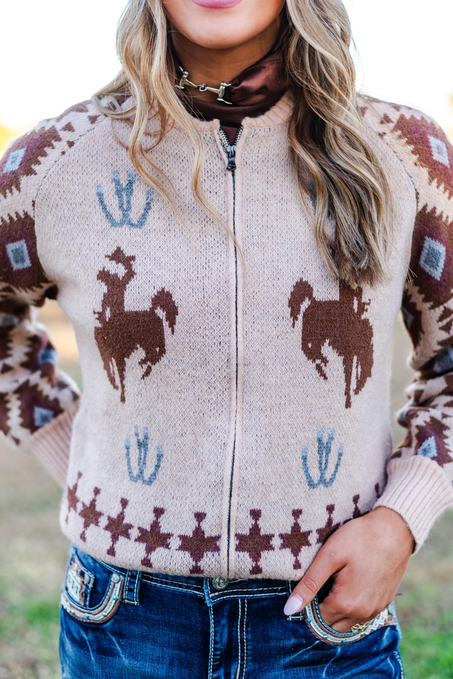 Lucky & Blessed - Frontier Spirit Rodeo Zip Sweater