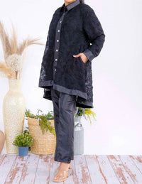 Karen T Design - Button Down Tunic And Straight Leg Pant Set