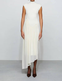 Et Ochs Francis Knit Combo Midi Dress in ivory in ivory - women's dress