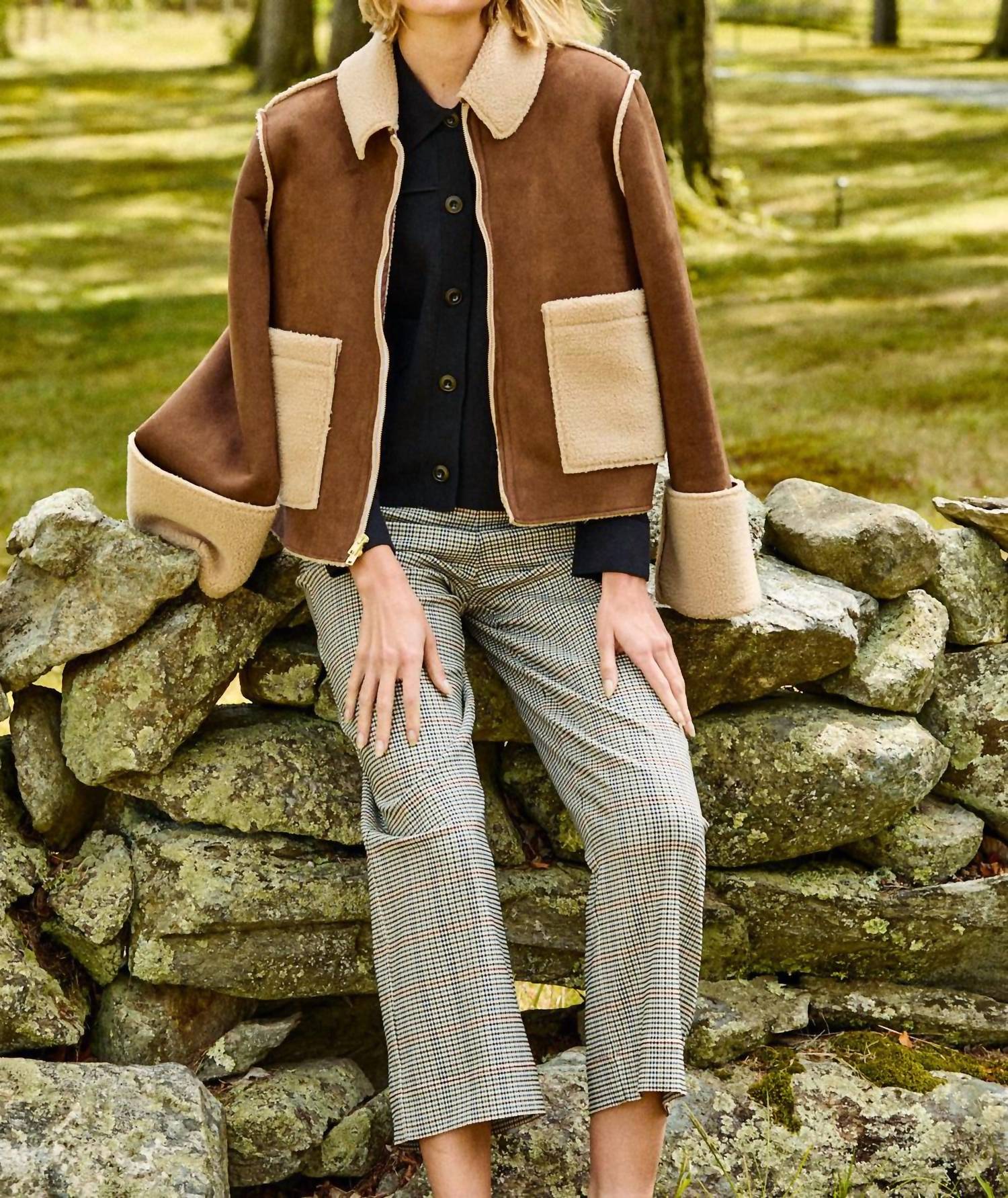 SARA CAMPBELL Rhiannon Shearling Suede Jacket in chocolate - women's jacket - view 18