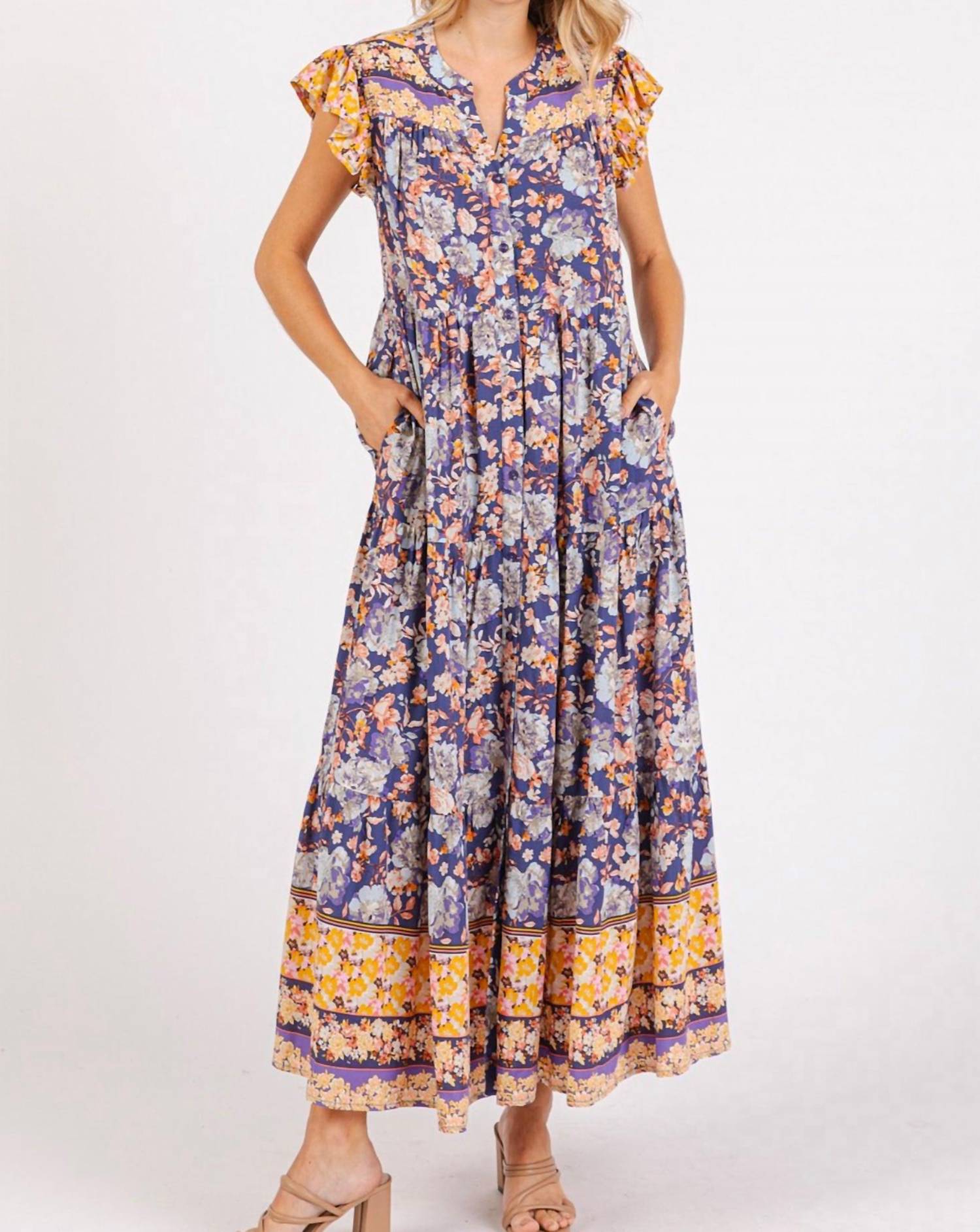 mittoshop Esmé Maxi Dress in peacock blue - women's dress