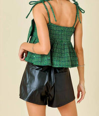Day + Moon - Plaid Bow Babydoll Top