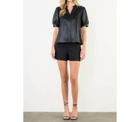 Thml - Puff Sleeve Leather Top
