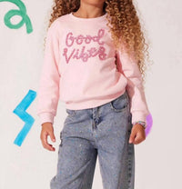 Lola + The Boys Sparkling Good Vibes Sweatshirt Top in pink - kids' shirt