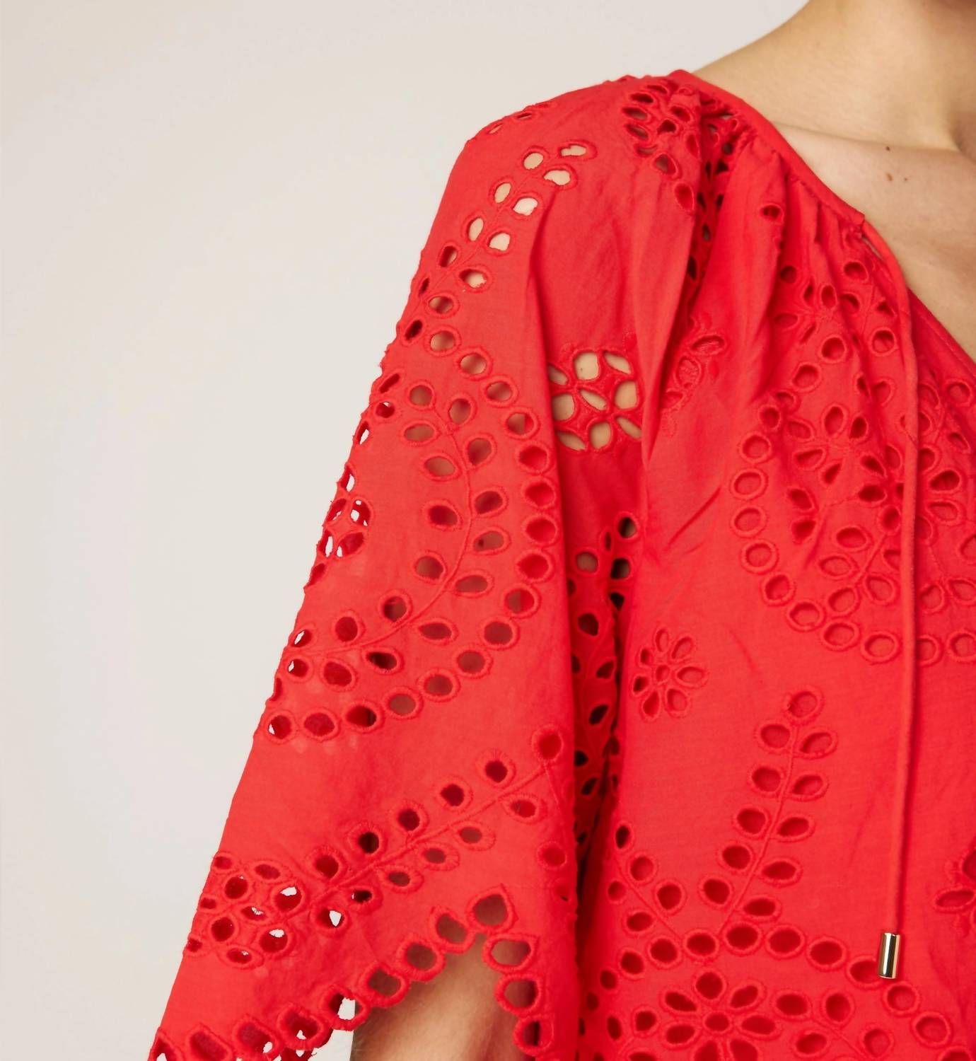 Cleobella Lulu Eyelet Blouse in poppy red - women's blouse - view 4