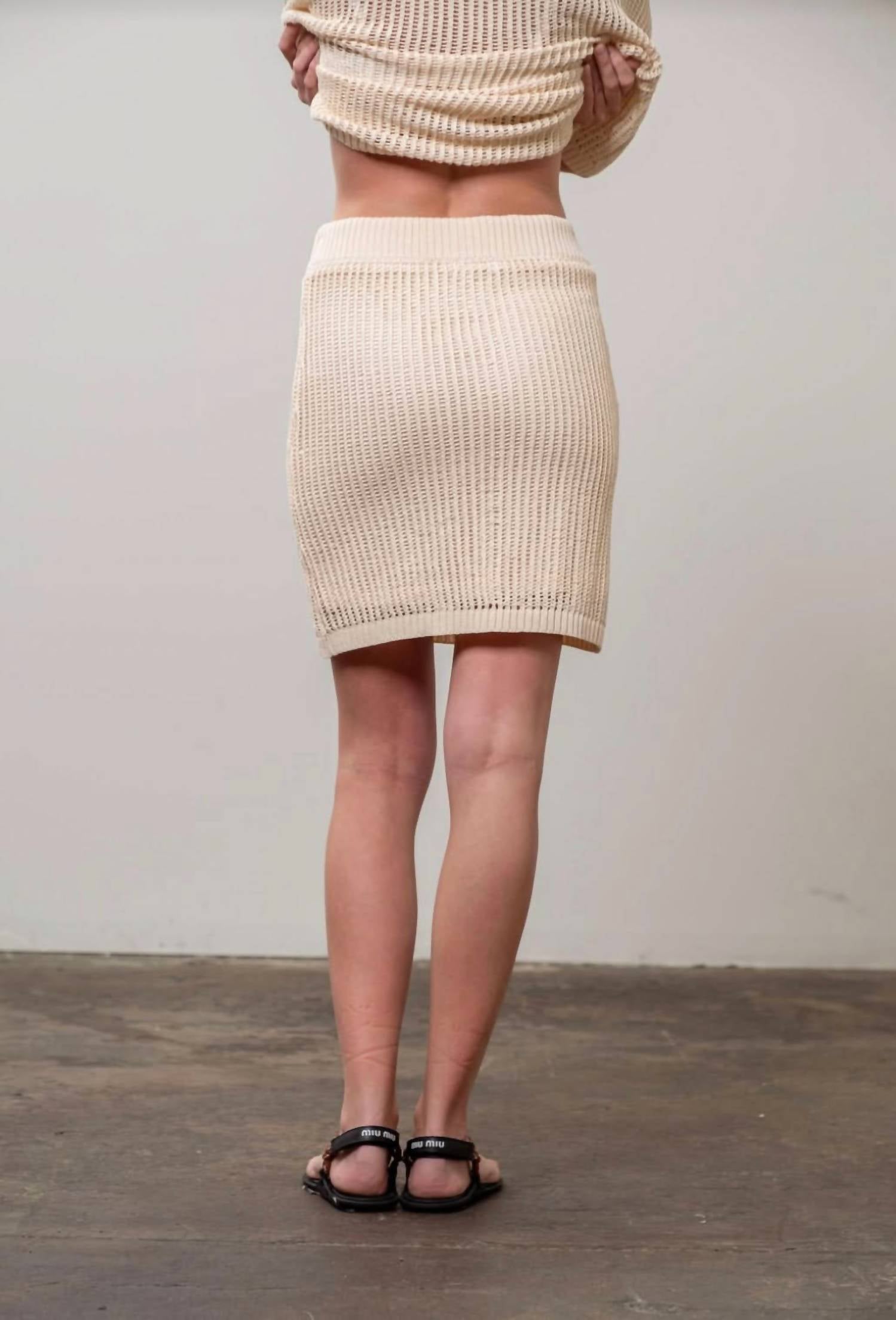Moon River - Drawstring Crochet Mini Skirt