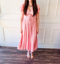 Current Air - Boardwalk Pink Pleated Midi Dress