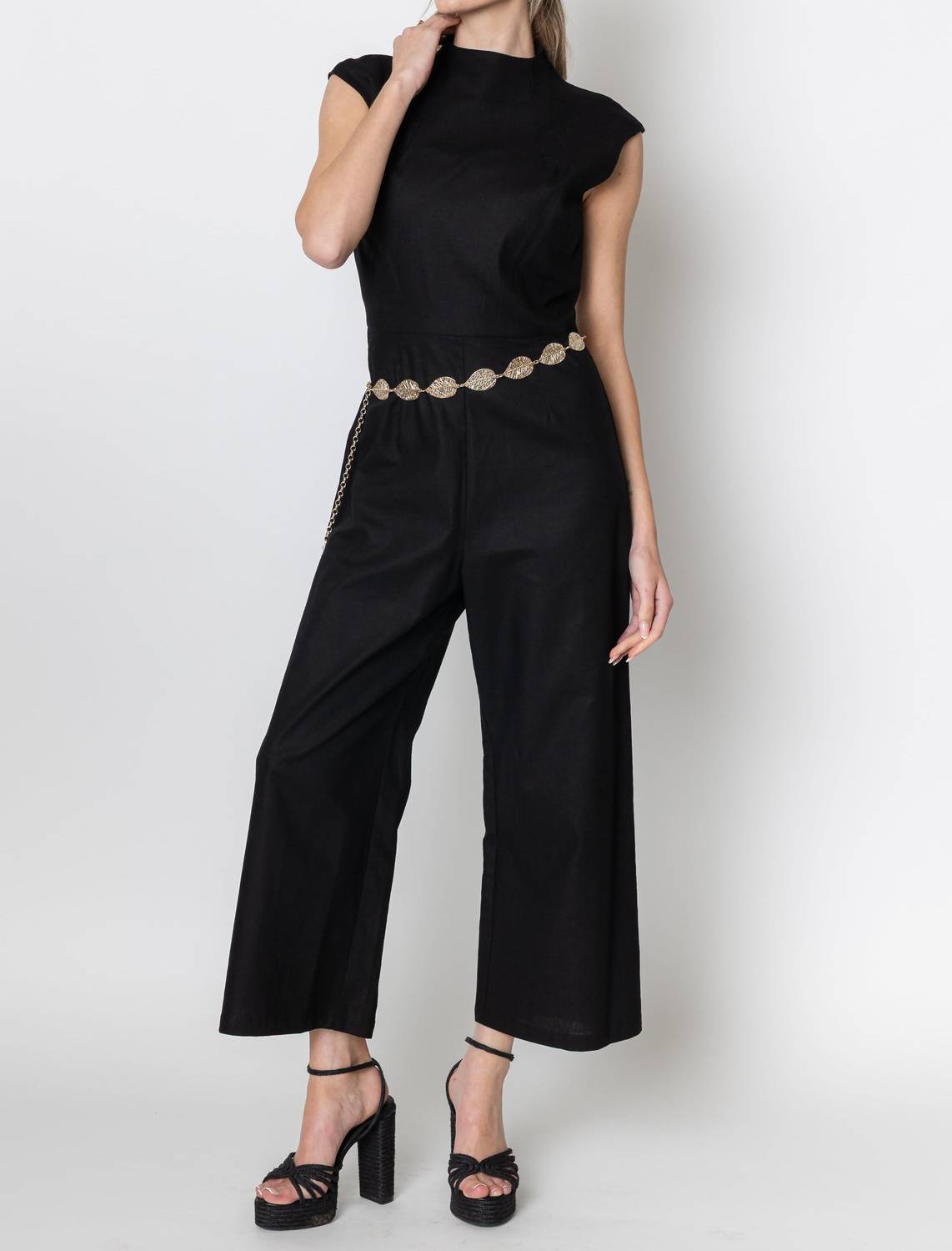 ZETAYE Celeste Linen Cotton Jumpsuit in black - women's pants - view 4