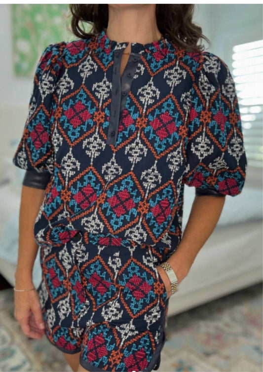 Ciebon - Celeste Mix Media Embroidered Top