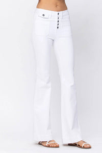 Judy Blue - High Rise Button Fly Patch Pocket Flare Jeans