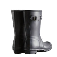 HUNTER Womens Original Short Rubber Waterproof Welly Rain Boots in navy blue - women's shoe - detail view
