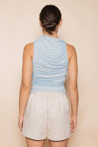 Fore Collection Ruched Mesh Tank Top in blue - women's tank top - view 4
