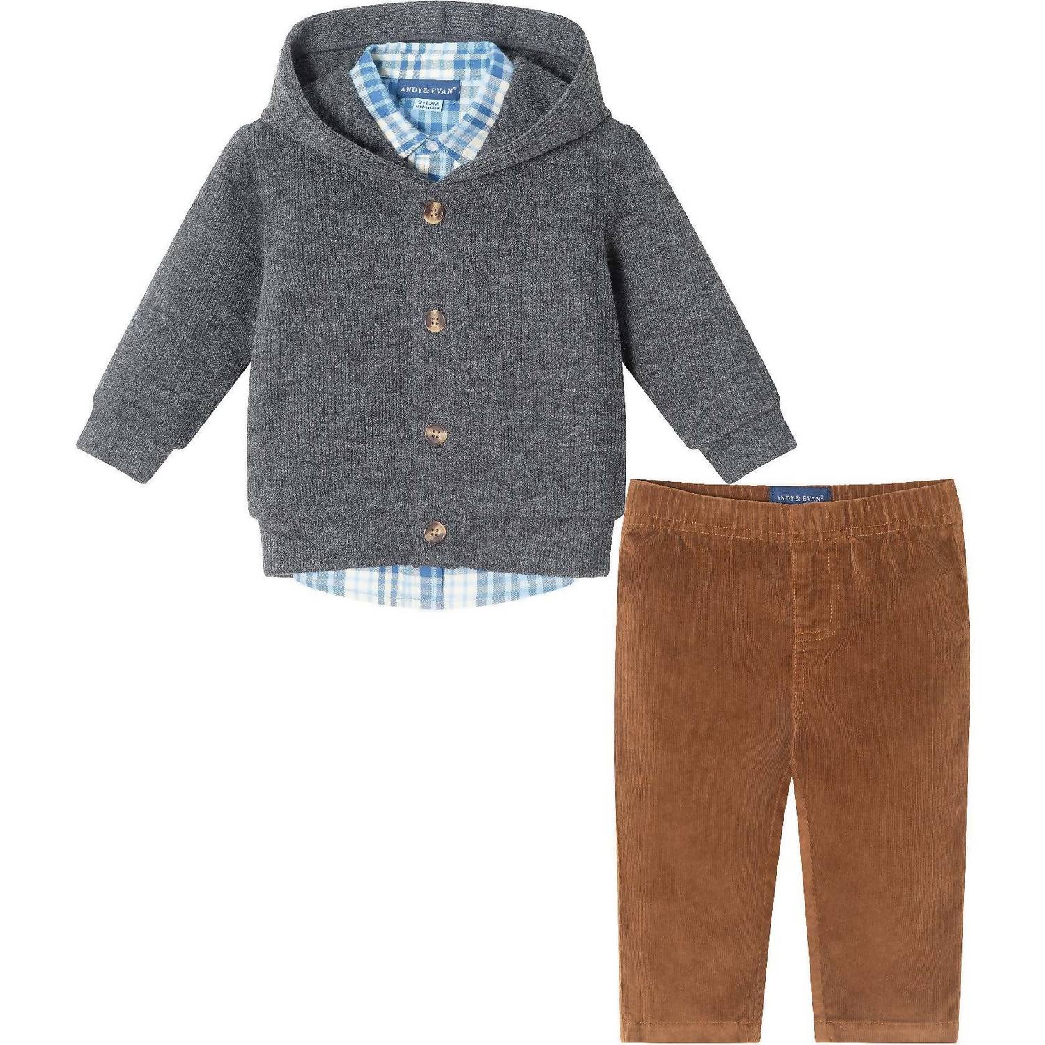 Andy & Evan - Boys Hooded Cardigan & Cord Set