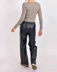 SAGE THE LABEL The Rebecca Top in grey - women's long sleeve top - detail view