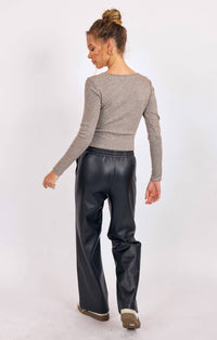 SAGE THE LABEL The Rebecca Top in grey - women's long sleeve top - alternate view
