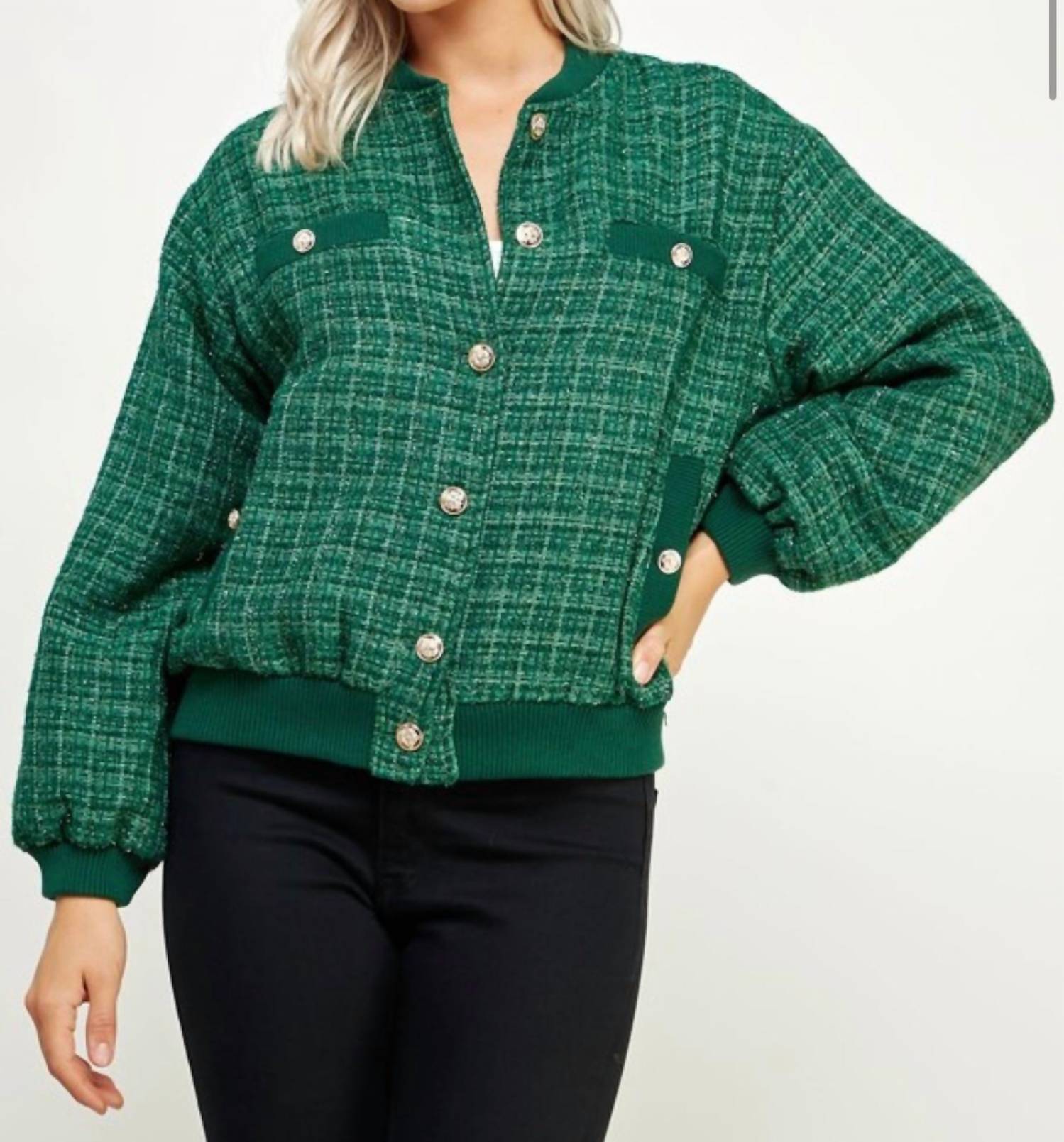Strut & Bolt - Metallic Tweed Bomber Jacket