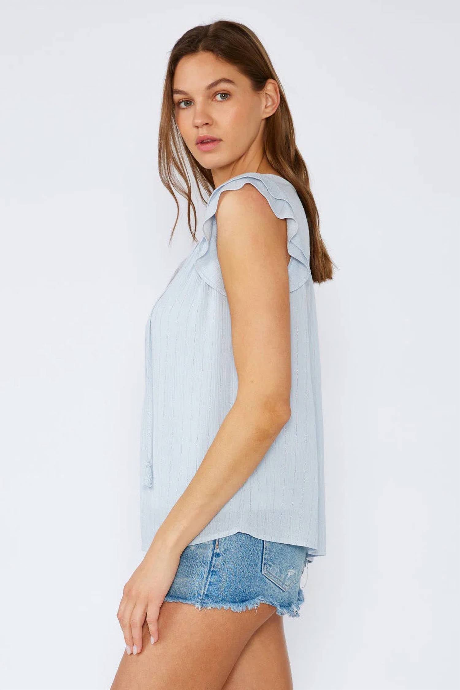 Lovestitch - Shauna Metallic Cap Sleeve Top