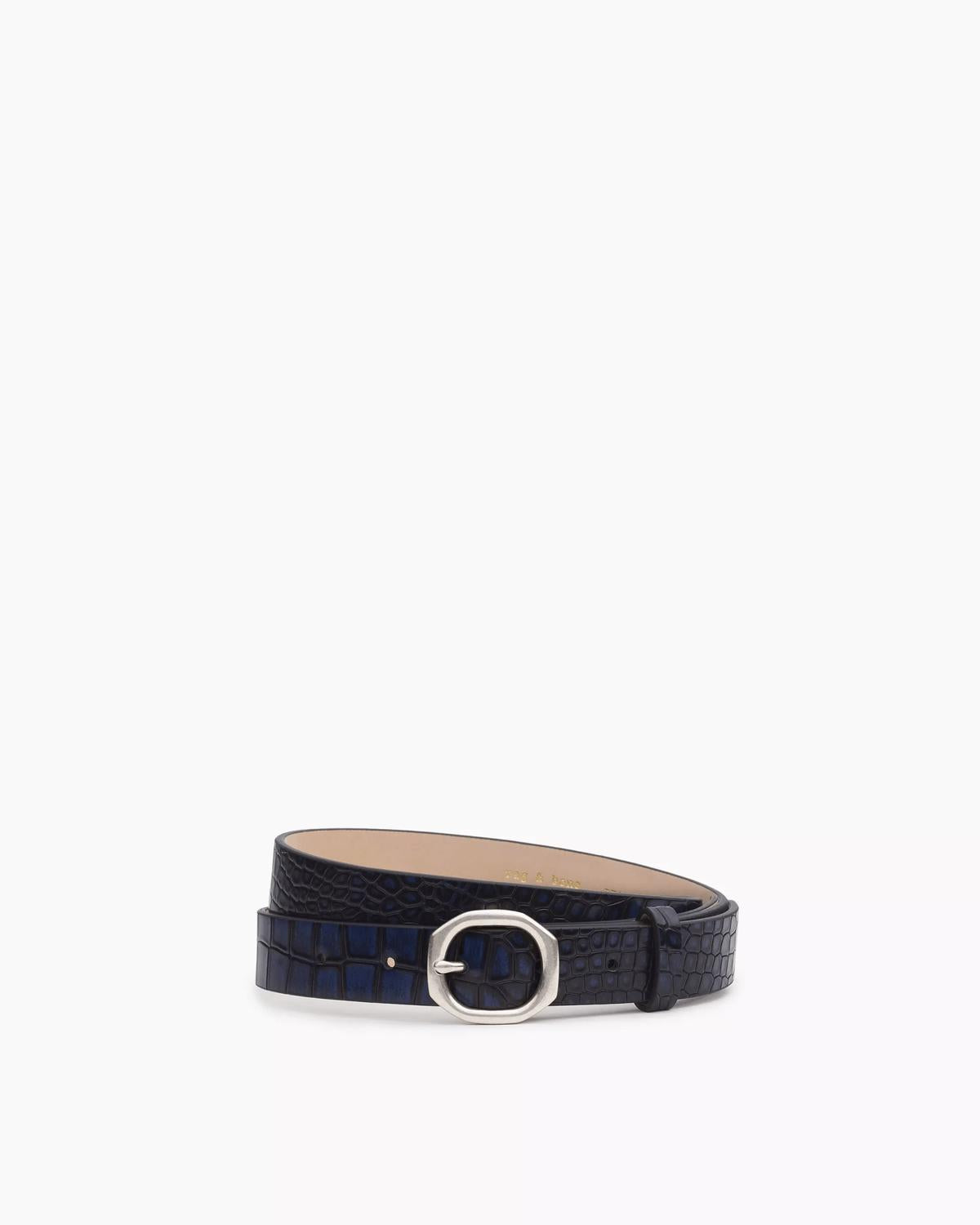 Rag & Bone Women's Mini Audrey Leather Belt in indigo croc - women's accessory