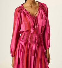natalie martin Ashley Long Sleeve Top in sea glass silk pink - women's blouse