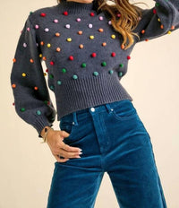 J.Nna - Rainbow Pom Pom Sweater