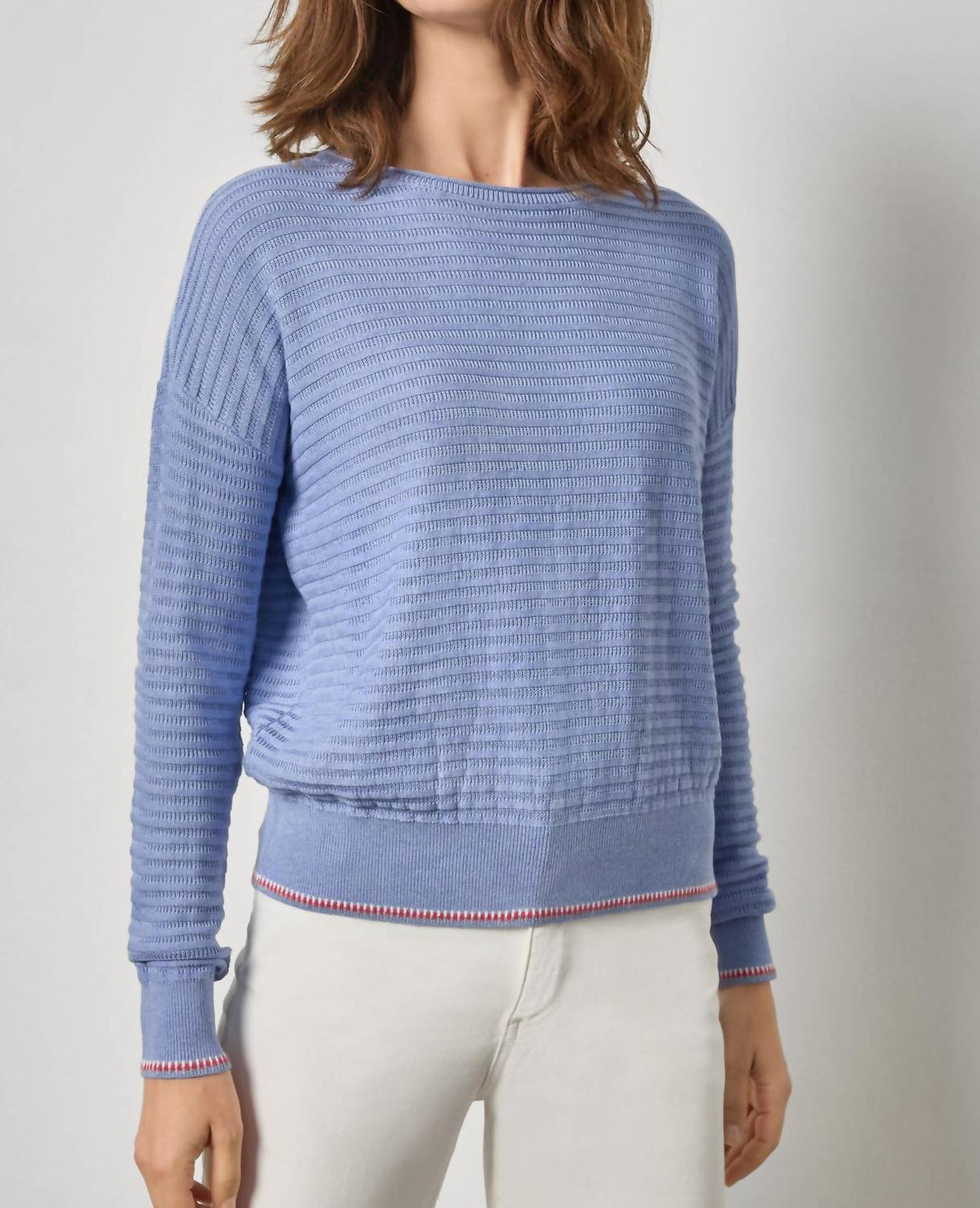 Lilla P - Tipped Hem Wide Neck Sweater