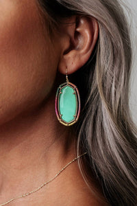 Kendra Scott Women's Threaded Elle Drop Earrings in gold mint magnesite - women's jewelry - detail view