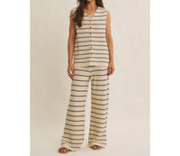 In February - Striped Button-down Knit Top