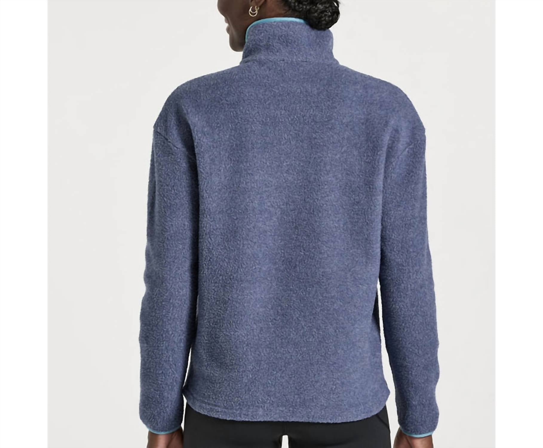 SAUCONY Rested Sherpa 1/4 Zip Sweatshirt in sodalite herather - women's top - alternate view
