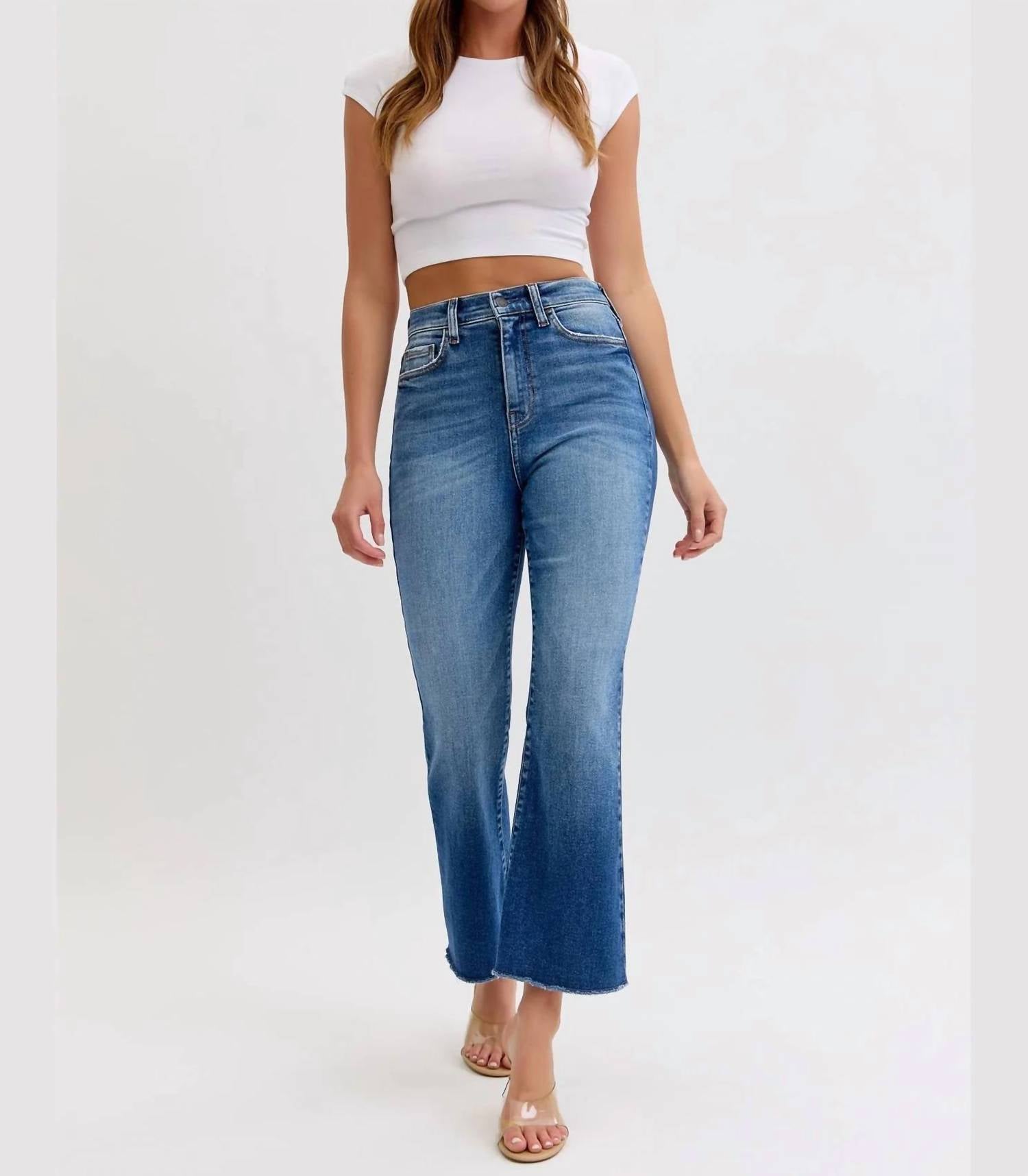 Cello - High Rise Crop Flare Jeans