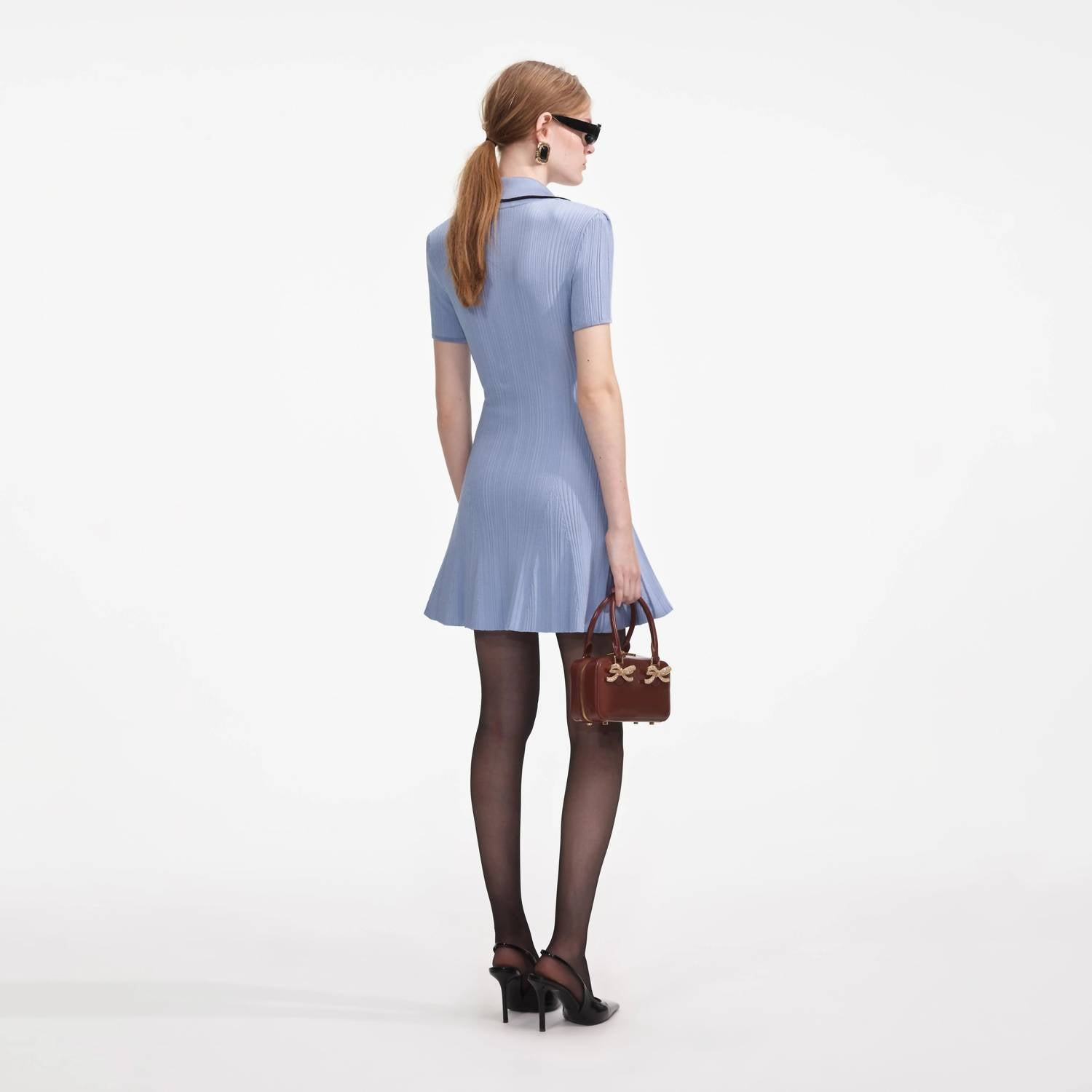 Self-Portrait - Rib Knit Buttoned Mini Dress
