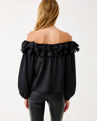 Lilly Pulitzer Analea Off The Shoulder Top in noir - women's blouse - alternate view