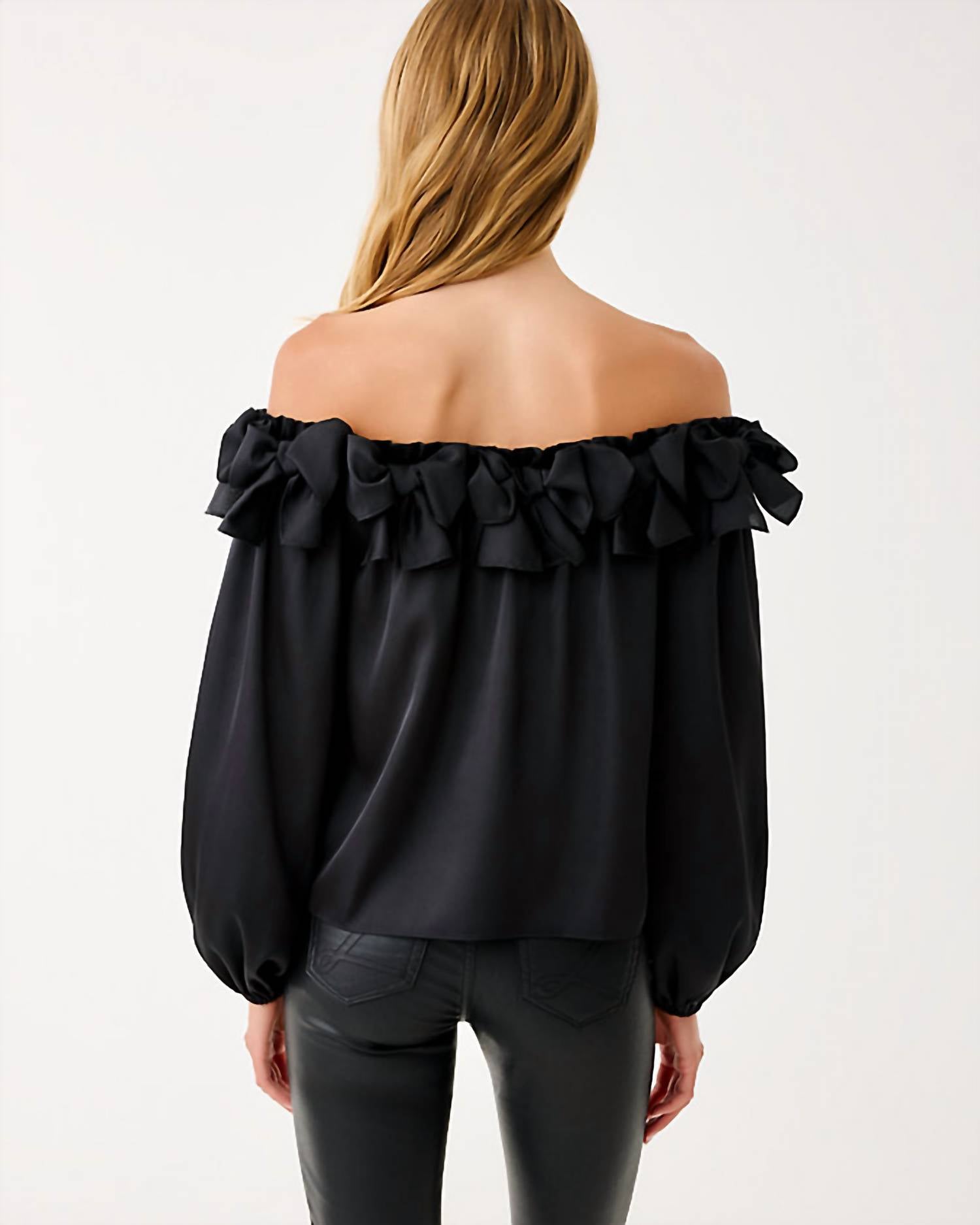 Lilly Pulitzer Analea Off The Shoulder Top in noir - women's blouse - alternate view