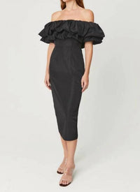RHODE Viola Off The Shoulder Midi Dress in black - women's dress - alternate view