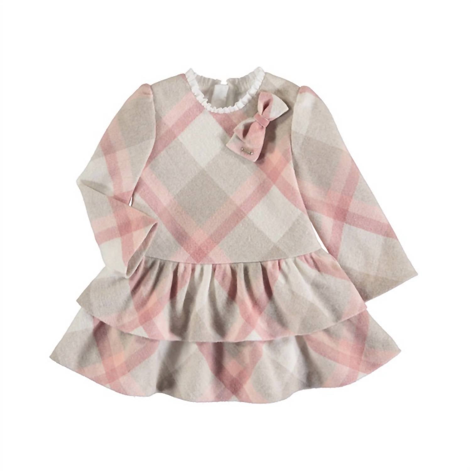 Mayoral - Kid's Tiered Ruffle Neck Plaid Dress