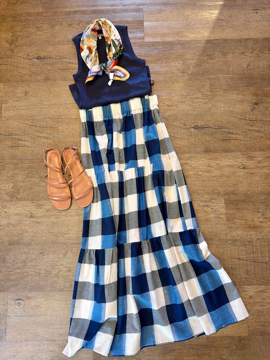 Beau & Ro - Abby Check Ikat Maxi Skirt