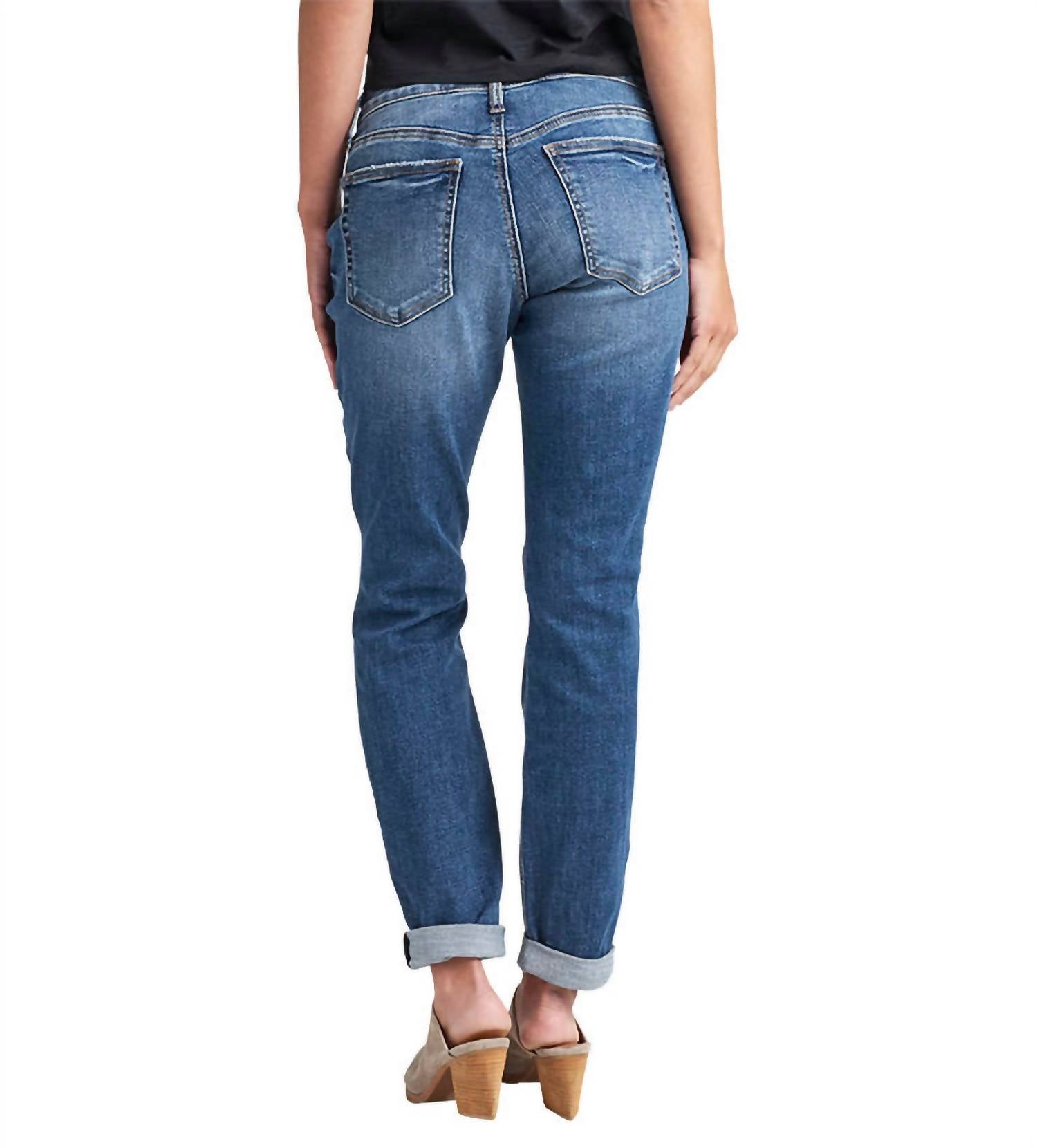 Silver Jeans Co - Boyfriend Distressed Mid Rise Jeans - Plus
