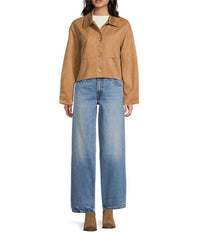 Blu Pepper - Suede Button Down Cropped Jacket