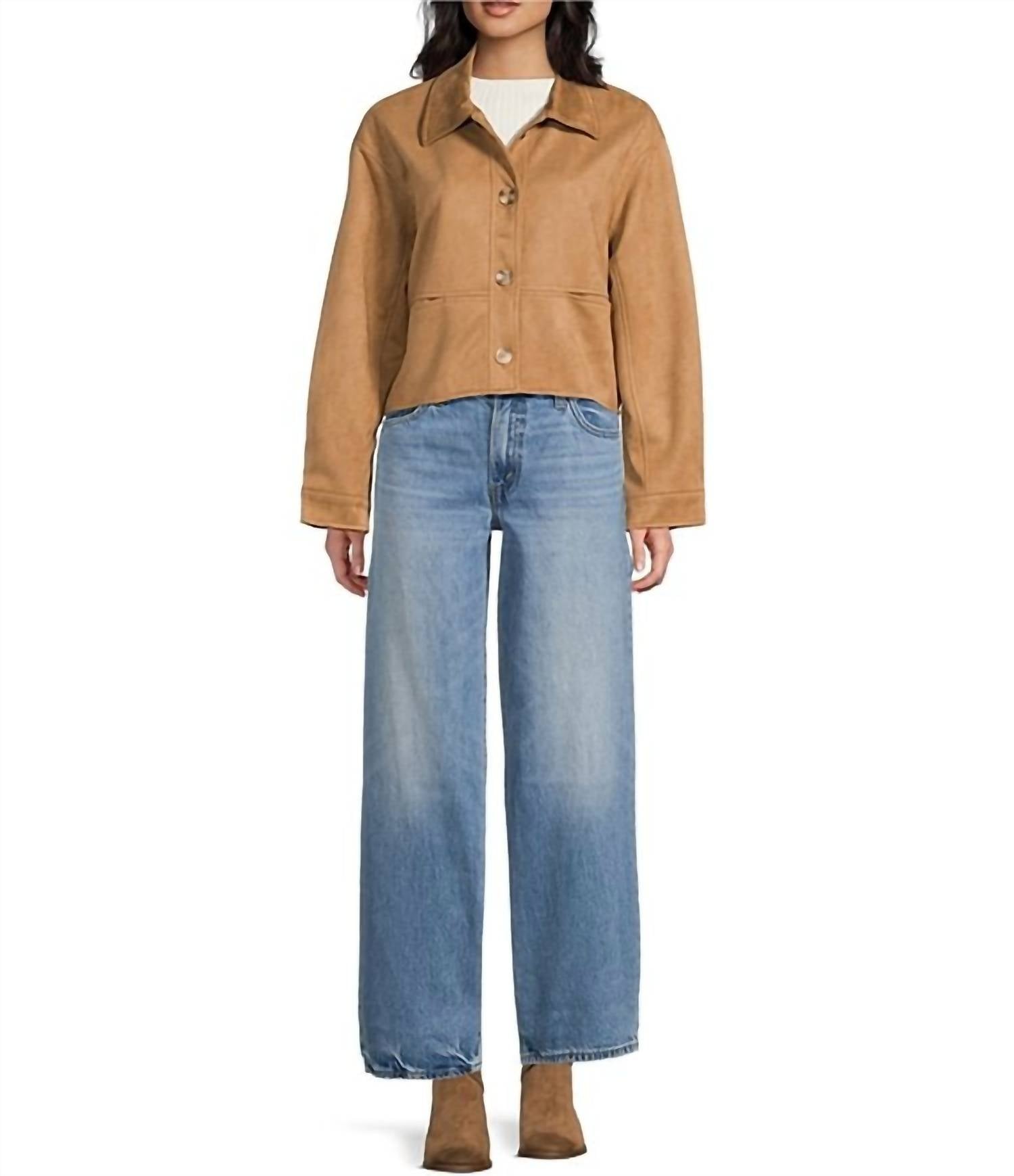 Blu Pepper - Suede Button Down Cropped Jacket